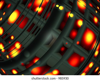 Computer generated abstract image of glowing grid