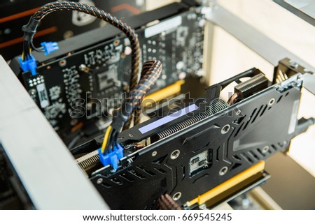 Computer with graphic cards for bitcoin mining