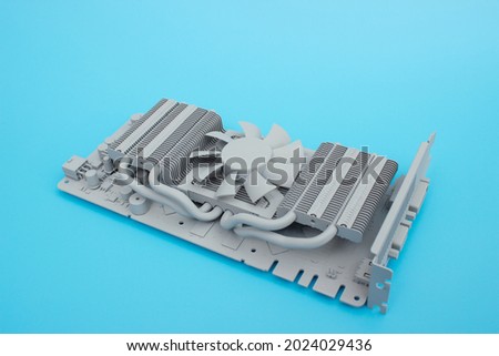 Computer graphic videocard over blue background