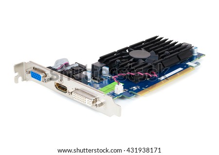 Computer graphics card isolated on white background with clipping path