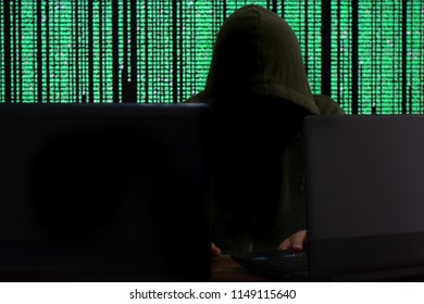 Computer Hacker Holding A Laptop