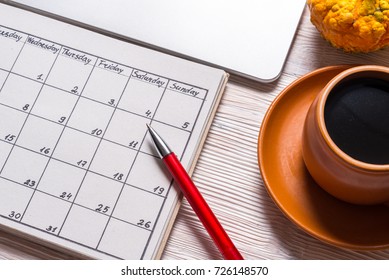 Computer Hand Written Calendar On Wood Stock Photo 726148570 | Shutterstock