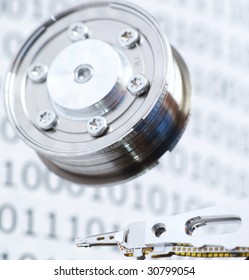 Computer Hard Drive close up.