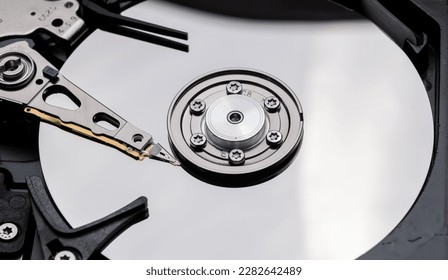Computer hard drive close-up.Components of the system unit.