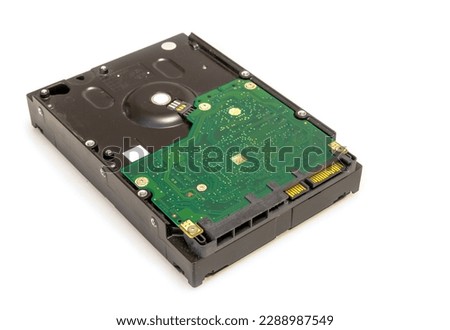 Computer hard drive for information storage isolated on white background.