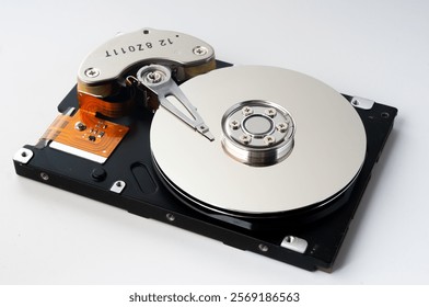 Computer hard drive on white background
