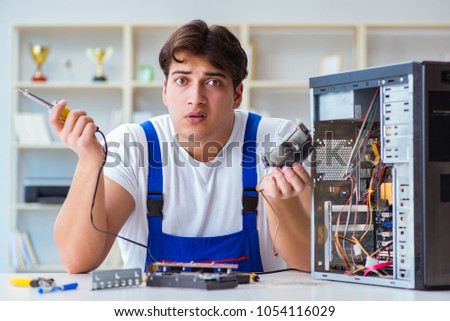 Computer hardware repair and fixing concept by experienced techn