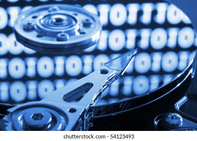 computer hdd with digital data from the internet