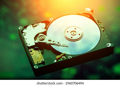 Computer HDD Hard Disk Drive. Disk close-up