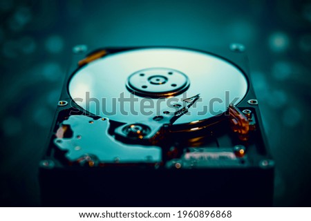 Computer HDD Hard Disk Drive. Disk close-up