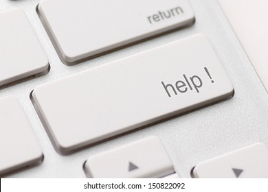 A Computer Help Key. White Keyboard