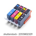 Computer Ink Cartridges Cut Out on White.