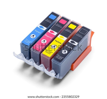 Computer Ink Cartridges Cut Out on White.