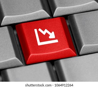 Computer key - line graph downwards
