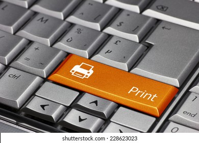 Computer Key - Print With Printer Symbol