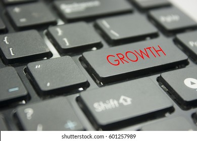 computer keyboard button with word growth concept