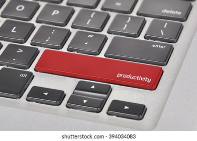 The computer keyboard button written word productivity .