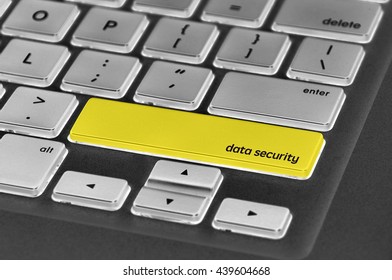 The computer keyboard button written word data security .