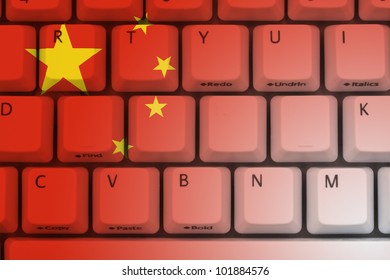 Computer keyboard the Chinese flag on it, Internet in China