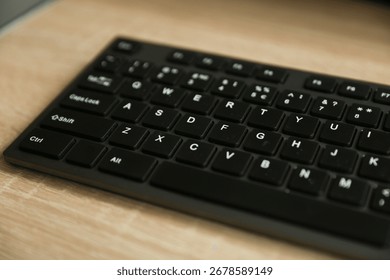 Computer keyboard close up on table