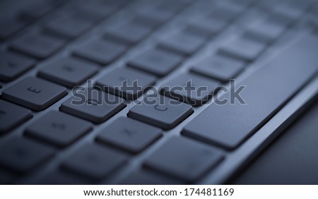 Computer keyboard close-up with empty space
