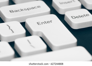 Computer Keyboard Closeup White Key Enter