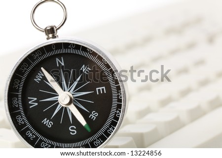 Computer Keyboard and Compass, internet concept