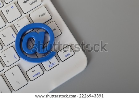 Computer keyboard and email address symbol. Email marketing and email box concept.