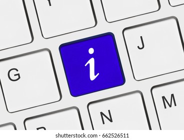 Computer keyboard with information key - internet background