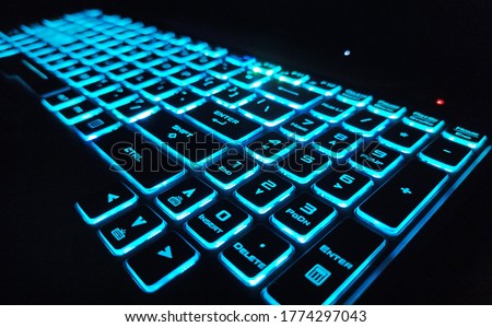 A computer keyboard is an input device that allows a person to enter letters, numbers, and other symbols

keyboard with blue back-light 