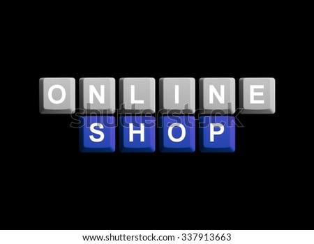 Computer Keyboard Keys on black background showing Online Shop