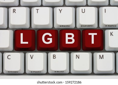 Computer keyboard keys with word LGBT, Finding information on internet about LGBT