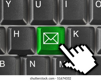 Computer keyboard with letter key - internet concept