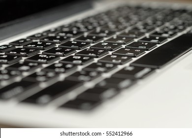 computer keyboard of modern button close up