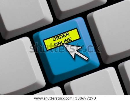 Computer Keyboard with mouse arrow showing order online