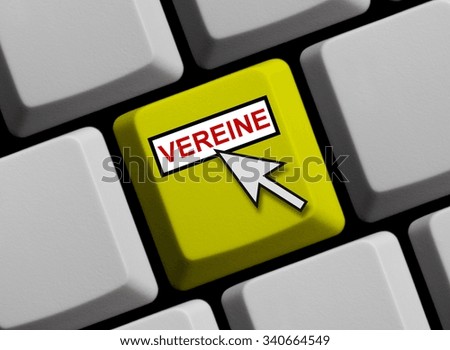 Computer Keyboard with mouse arrow showing Clubs in german language