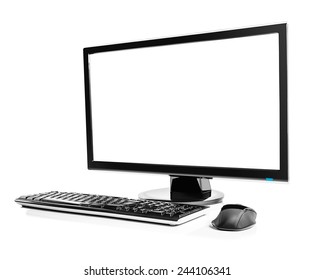 Computer And Keyboard And Mouse Isolated On White