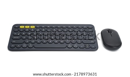 Computer keyboard and mouse isolated on white background 