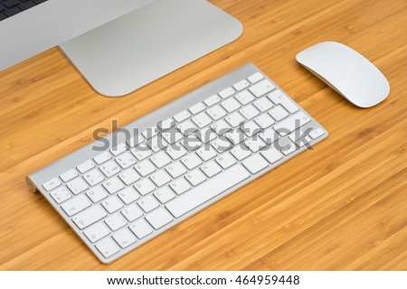 Computer keyboard on the desk close-up
