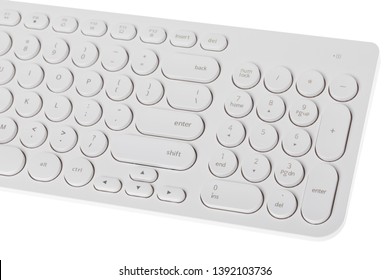 Computer keyboard on white background, modern office equipment.