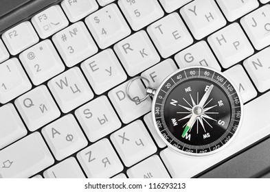 Computer keyboard and retro compass
