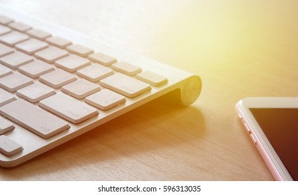 Computer keyboard and smartphone , work from home