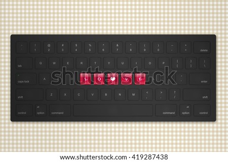 computer keyboard. Technology and internet concept background.love