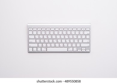 Computer keyboard. top view on white background
