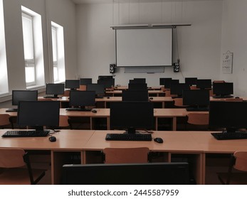 computer lab in the school as nice background