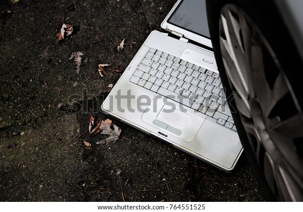 Computer / Laptop\
destroyed by car crash.\
