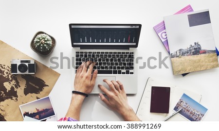 Computer Laptop Research Working Desk Concept