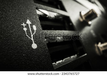Computer Machine USB Universal Serial Bus Close Up. Technology Theme.
