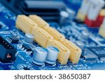 Computer mainboard with lots of electronic components
