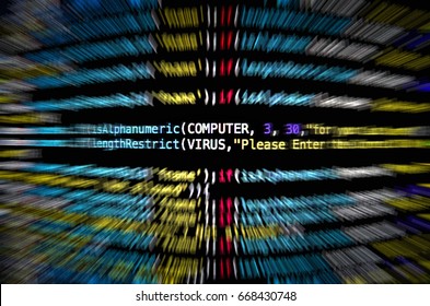 Computer Mal ware and virus attack and desktop of source code and abstract technology background, Developer and programming with coding